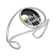 Sterling Silver Whitby Jet Gold Vermeil Moon and Abbey Cuff Bangle B1245