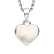 Sterling Silver Whitby Jet Mother Of Pearl Reversible Heart Necklace, P1759.