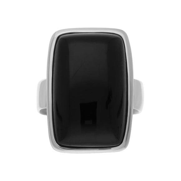 Sterling Silver Whitby Jet Oblong Ring, R836_3