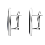 Sterling Silver Whitby Jet Oval Flat Omega Stud Earring, E084.