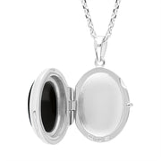 Sterling Silver Whitby Jet Oval Locket Pendant