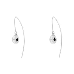 Sterling Silver Whitby Jet Star Disc Drop Earrings, E1371.