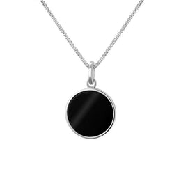 Sterling Silver Whitby Jet Zodiac Cancer Round Necklace, P3603_2