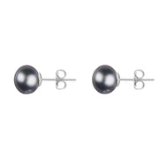 Sterling Silver 5mm Black Freshwater Pearl Stud Earrings. E618.