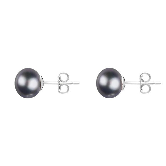 Sterling Silver 5mm Black Freshwater Pearl Stud Earrings. E618.