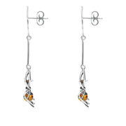 Sterling Silver Amber Spider Web Drop Earrings E2332