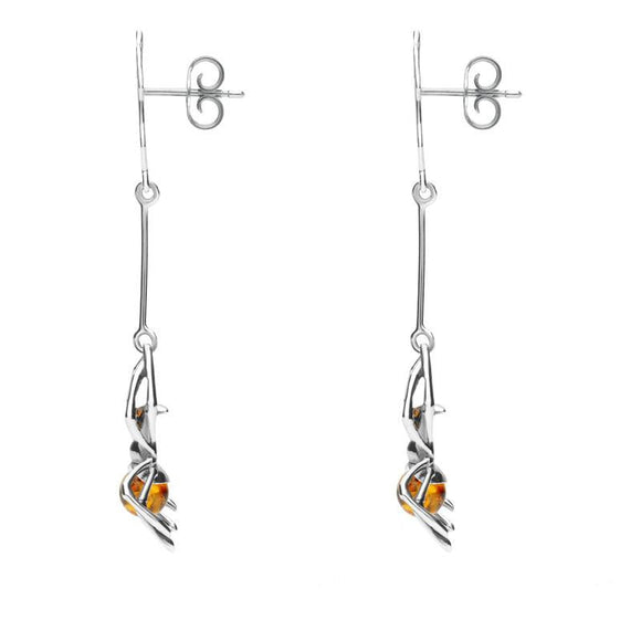 Sterling Silver Amber Spider Web Drop Earrings E2332