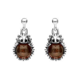Sterling Silver Amber Tiny Hedgehog Drop Earrings E2428