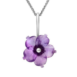 Sterling Silver Amethyst Tuberose Carnation Necklace, P2854.