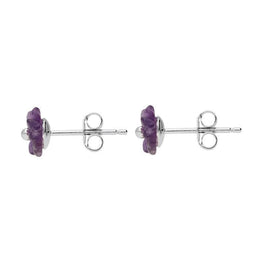 Sterling Silver Amethyst Tuberose Carnation Stud Earrings, E2162.