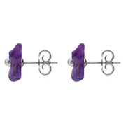 Sterling Silver Amethyst Tuberose Clover Stud Earrings, E2159.