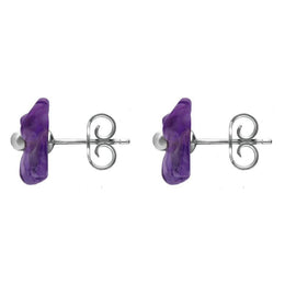 Sterling Silver Amethyst Tuberose Clover Stud Earrings, E2159.
