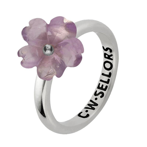Sterling Silver Amethyst Tuberose Gypsophila Ring, R998.