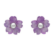 Sterling Silver Amethyst Tuberose Gypsophila Stud Earrings, E2157.