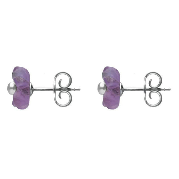Sterling Silver Amethyst Tuberose Gypsophila Stud Earrings, E2157.