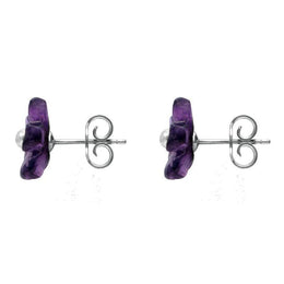 Sterling Silver Amethyst Tuberose Pansy Stud Earrings, E2152.
