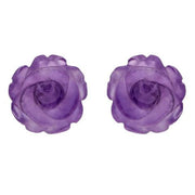 Sterling Silver Amethyst Tuberose Rose Stud Earrings, E2150.