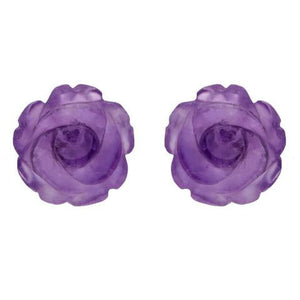 Sterling Silver Amethyst Tuberose Rose Stud Earrings, E2150.