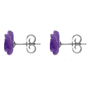 Sterling Silver Amethyst Tuberose Rose Stud Earrings, E2150.