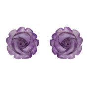 Sterling Silver Amethyst Tuberose Rose Stud Earrings, E2151.