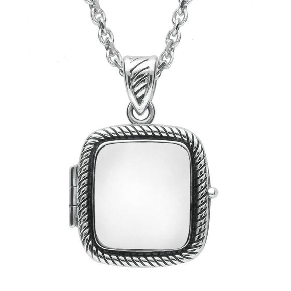 Sterling Silver Bauxite Cushion Rope Edge Locket