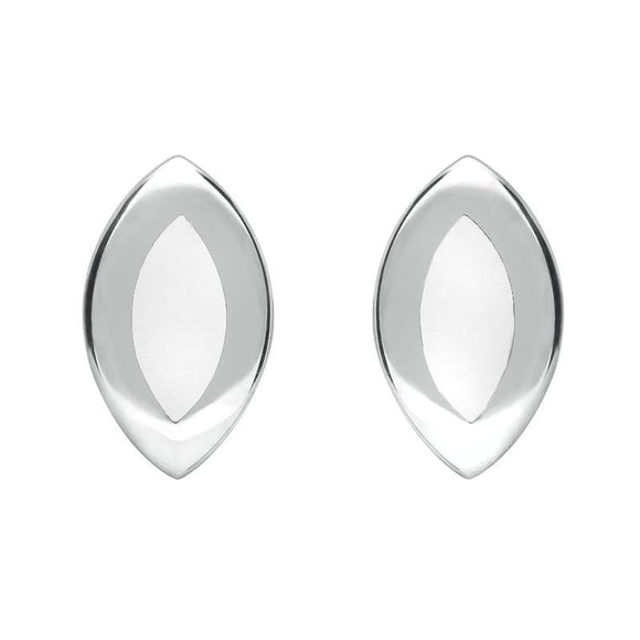 Sterling Silver Bauxite Framed Marquise Stud Earrings E561