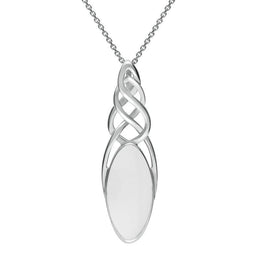 Sterling Silver Bauxite Marquise Pierced Long Necklace P1391