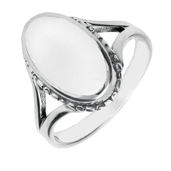 Sterling Silver Bauxite Oval Rope Edge Ring R112