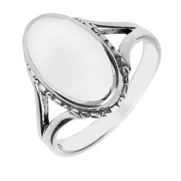 Sterling Silver Bauxite Oval Rope Edge Ring R112