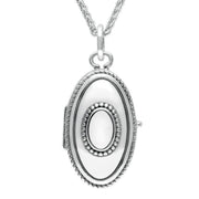Sterling Silver Bauxite Rope Edge Oval Locket P2089