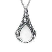 Sterling Silver Bauxite Stone Teardrop Oxidised Necklace P2535
