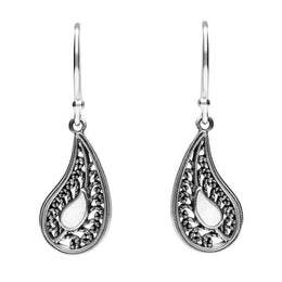 Sterling Silver Bauxite Teardrop Oxidised Drop Earrings, E1925.