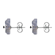 Sterling Silver Blue Chalcedony Tuberose Carnation Stud Earrings, E2162. side
