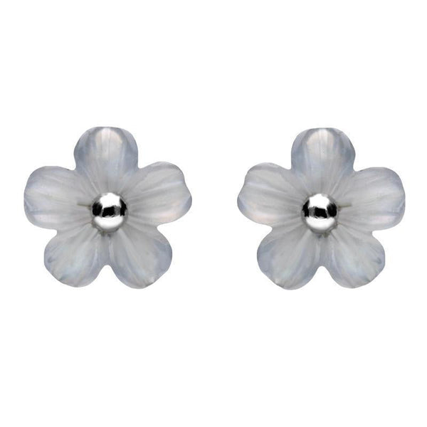 Sterling Silver Blue Chalcedony Tuberose Desert Rose Stud Earrings, E2154.
