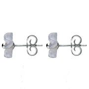 Sterling Silver Blue Chalcedony Tuberose Desert Rose Stud Earrings, E2154.