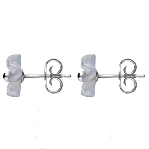 Sterling Silver Blue Chalcedony Tuberose Desert Rose Stud Earrings, E2154.