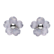 Sterling Silver Blue Chalcedony Tuberose Gypsophila Stud Earrings, E2157.