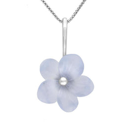 Sterling Silver Tuberose Blue Chalcedony Pansy Necklace, P2853.