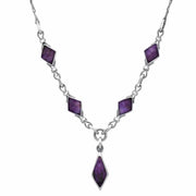 Sterling Silver Blue John Diamond Shaped Necklace. N229.