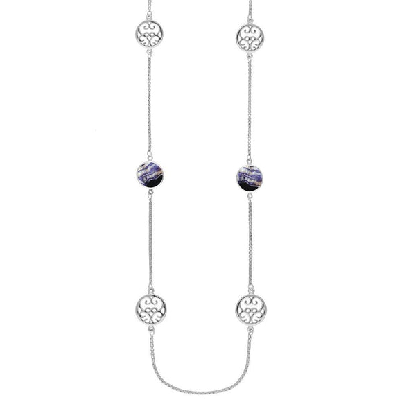 Sterling Silver Blue John Flore Filigree Necklace, N946