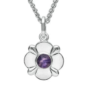 Sterling Silver Blue John Four Petal Flower Necklace. P2095.
