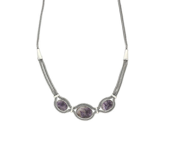 Sterling Silver Blue John Foxtail Oval Necklace, N971.