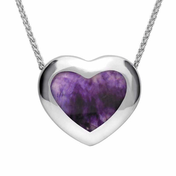 Sterling Silver Blue John Framed Heart Necklace. P1554.