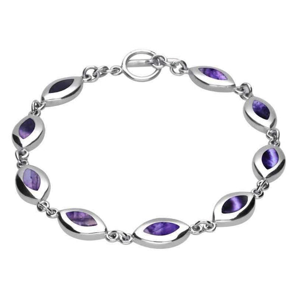 Sterling Silver Blue John Framed Marquise Bracelet. B462.