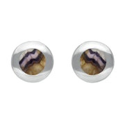 Sterling Silver Blue John Framed Round Stud Earrings