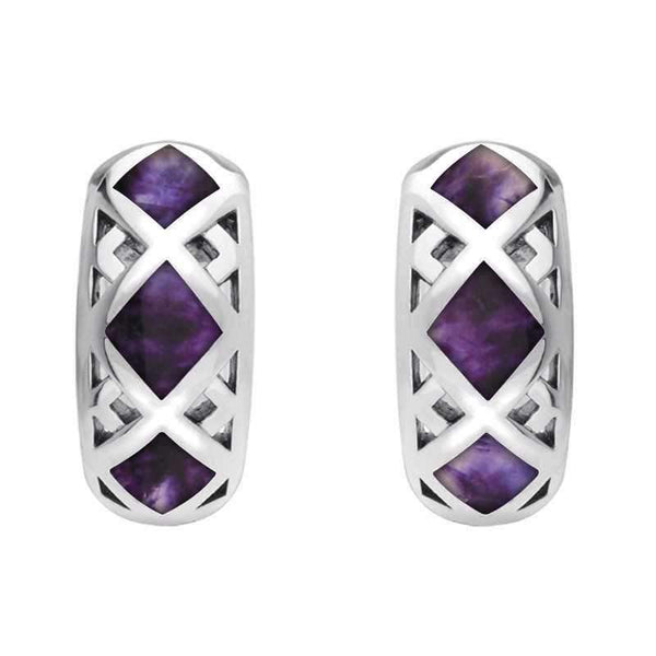 Sterling Silver Blue John Geometric Hoop Earrings E2023