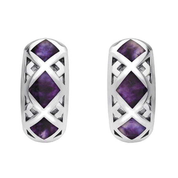 Sterling Silver Blue John Geometric Hoop Earrings E2023