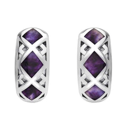 Sterling Silver Blue John Geometric Hoop Earrings E2023