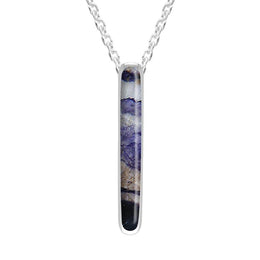 Sterling Silver Blue John Lineaire Drop Oval Necklace P2989
