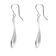 Sterling Silver Blue John Long Tapered Drop Hook Earrings. E840.
